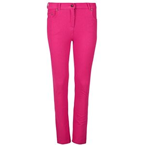 Fashion Star Womens Plain Denim Skinny Fit Button Jeggings Cerise Large (UK 12)