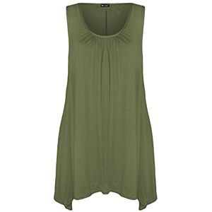 Mustwearit New Womens Ladies Hanky Hem Baggy Summer Casual Long Tunic Vest Top UK Size 8-26 Khaki