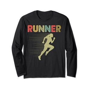 Tee Retro Runner Marathon Running Vintage Jogging Fans Long Sleeve T-Shirt