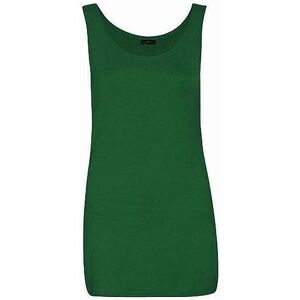 Shopygirls Womens Scoop Neck Sleeveless Ladies Long Stretch Plain Vest Strappy T-Shirt Top (10, Bottle Green)