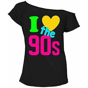 Hiffy&#174; Womens I Love The 90s T Shirt Short Sleeves Ladies Retro Pop Star Neon Festive Tees Top UK Plus Size (New Love 90 Black, XXL)