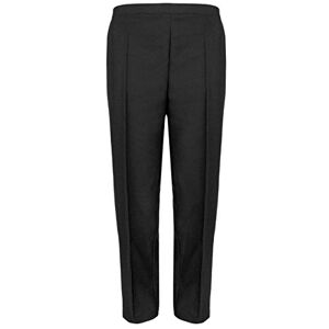 Ladies Half Elasticated Trouser Womens Stretch Waist Casual Office Work Formal Trousers Pants with Pockets Plus Big Size(Black,UK 14/29 Inch Inside Leg)