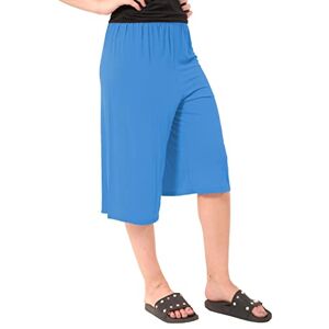 ELUM Womens Ladies New Plain Wide Leg Culottes 3/4 Length Shorts Trousers Elastic Waist Cropped Culottes Casual Summer Palazzo Pants UK Sizes 8 10 12 14 16 18 20 22 24 26 Turquoise