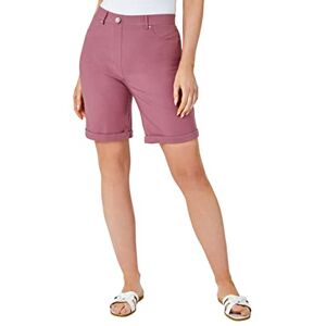 Roman Originals Stretch Shorts for Women UK 22 CM - Ladies Turned Hem Bengaline Casual Everyday Cropped Pants Chino Capri Slim Fit Above The Knee Turn Up Bermuda Summer Crops - Biscuit - Size 10