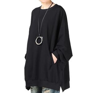 FTCayanz Women's Oversized Shirt Dress Long Sleeve Tunic Top Sweatshirt Style 1-Black Large
