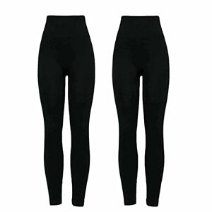 Great Britain Firmcontrol Tummy Control (Pack of 2) Leggings Womens UK Plus Size 8 10 12 14 16 18 20 22 24 26 28 (8, Black)