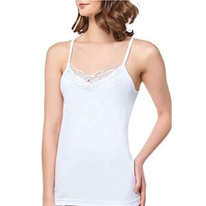 Style Lockers&#174; Women's Plain Sleeveless Cotton Vest - Ladies Undershirt Lace Trim Scoop Neck Camisole Strap Tank Top (White Cami Strap, XX-Large)
