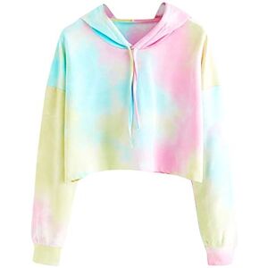 HOOUDO Sweatshirts Womens,Autumn Winter Casual Original Tie Dye Cropped Hoodie Long Sleeve Hooded Jumper Hoody Tops Blouse Sky Blue