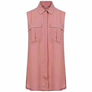 Pretty Attitude Ex Chain Store Ladies Blouse Chiffon Sleeveless Women's T-Shirt Casual Loose Top (12, Rose Pink)