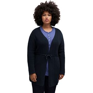 Ulla Popken Women's Open Cardigan in Rib Knit Sweater, Navy, 28-30