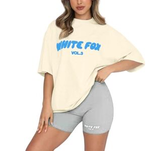 Women Y2k Tracksuits Loungewear Sets White Fox Women's Summer Oversized T-Shirts Casual Crew Neck Half Sleeve T Shirt Ladies Short Sleeve Baseball Tshirts Tunic Tops Basic Plain Cotton Tee Tops.
