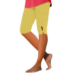 Generic Capri Leggings for Women Knee Length Comfy Lightweight Summer Casual Soft Cut Out Lounge High Waisted Beach Capri Yoga Pants Yellow