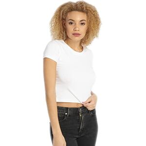 Urban Classics Women's T-Shirt Ladies Stretch Jersey Cropped Tee, White, XS