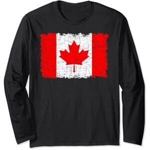 Flags And Symbols Canadian Flag with heavy distressed Look Long Sleeve T-Shirt