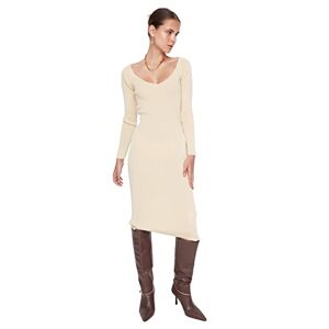 Trendyol Women Design Maxi Bodycon Slim Knitwear Dress Beige