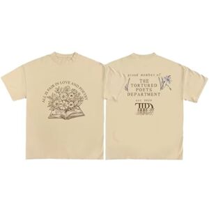 FERVEX Merchandise T Shirt TTPD Taylor T, Vintage Graphic Tees Tops, 2024 Tour Concert Merch Outfit (Color : Beige 2, Size : XX-Large)