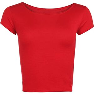 Generic MMK&#174; Women’s Casual Plain Short Sleeve Crop Top T-Shirt – Ladies Slim Fit Summer Cropped Tee Top Shirts (Red, 8-10)