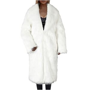 RKaixuni Women's Faux-Fur Coats Winter Warm Coat Shaggy Fluffy Fleece Jackets Luxury Teddy Jacket Ladies Winter Clothes Long White