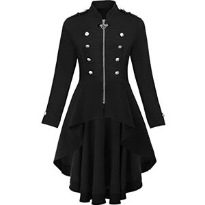 KBOPLEMQ Medieval Clothing Women's Retro Jackets Steampunk Gothic Coat Black Medieval Punk Long Coat Halloween Costume Women's Winter Festive Christmas Tuxedo Clothing Gothic Tops Jacket