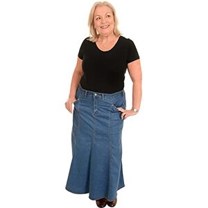 Ice Cool Ladies Plus Size Long Flared Stonewash Stretch Denim Maxi Skirt Sizes 14 to 26 (8 [35"])