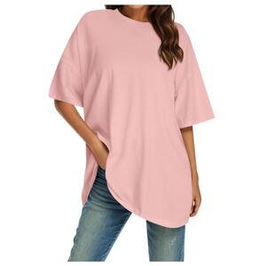 Orbgons Spandex Long Sleeve Shirt Women Crew Neck Fitted Shirt Basic Tops Short Sleeves Summer T Shirt Tops Classic T Shirt Tee Blouses Women Work (Pink, S)