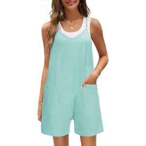 heekpek Women’s Jumpsuits Loose Casual Overalls Sleeveless Baggy Playsuit Summer Overall Shorts Adjustable Straps Dungarees with Pockets, Mint Green, XL