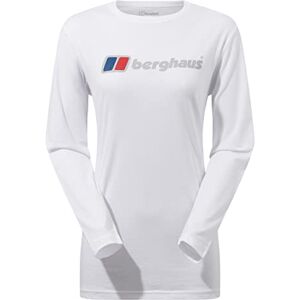 Berghaus Women's Boyfriend Big Classic Logo Long Sleeve Tee T-Shirt, White, 12