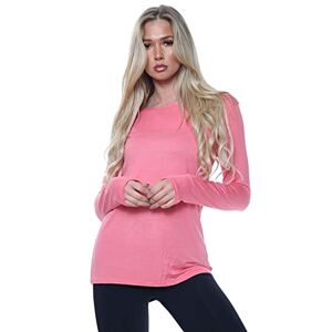 Nathnic&#174; Women Ladies Long Sleeve Round Neck Plain Top Stretchy Casual Summer T-Shirts Basic Slim fit Tee Tops (Coral, 8-10)
