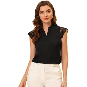 Allegra K Women's Work Office V Neck Sleeveless Basic Blouse Top Black S-8