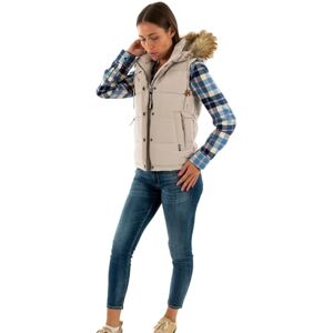 Superdry Women's Everest Faux Fur Puffer Gilet Jacket, Chateau Grey, UK 12