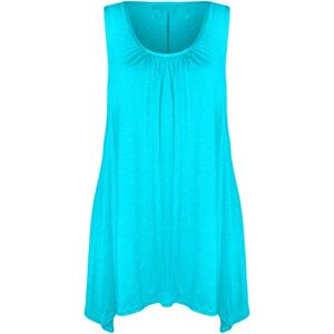 Mustwearit New Womens Ladies Hanky Hem Baggy Summer Casual Long Tunic Vest Top UK Size 8-26 Turquoise