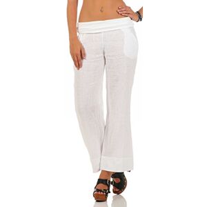 Malito Linen Trousers Classic-Style Summer Trousers 8064 Women (M, White)