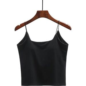 LXKFYUE Sling Backless Bra Camisole For Women Tank Top Sando Singlet Vest Square Neck Sleeveless Sexy Casual Korean-Black-Xl (60-67.5Kg)