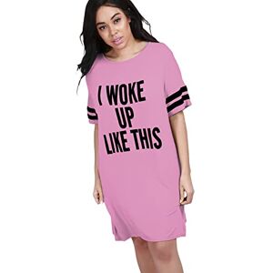 Fashion Star Women Oversized PJ Shirt Printed Baggy Tunic Night T-Shirt Dress I Woke Up Like This Rose Plus Size (UK 16/18)