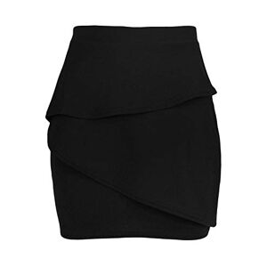 Fashion Star Womens Peplum Ruffle Frill Bodycon Mini Skirt Black Small (UK 8)