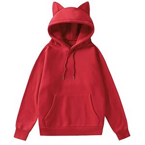 Colourful Cat Hoodies Solid Color Women's Sweatshirts Cat Ear Cool Hoodies Kawaii Hoodies with Ears Drawstring with Cat Ears Womens Pullover Hoodie Cute Hoodies for Girls Hooded Fleece Wool Lined