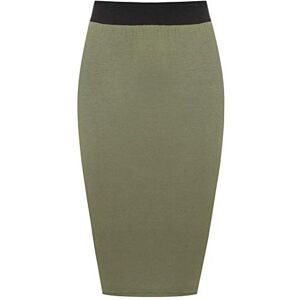 Unbranded New Ladies Women's Plain Midi Pencil Skirt Bodycon Stretch Jersey Office Skirt Size 8-26 (UK XL/XXL 20-22, Khaki)