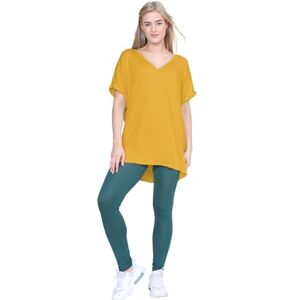 Hamishkane&#174; Turn Up Short Sleeve Baggy Fit Oversized t Shirts for Womens, V Neck Tops for Women UK, Batwing Turn Up Sleeve Ladies Tops Size 8-26 UK Mustard