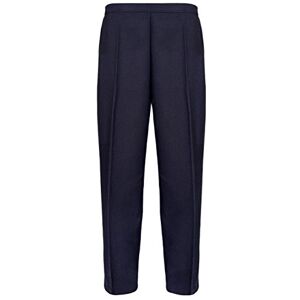 Ladies Half Elasticated Trouser Womens Stretch Waist Casual Office Work Formal Trousers Pants with Pockets Plus Big Size(Navy Blue,UK 24/25 Inch Inside Leg)