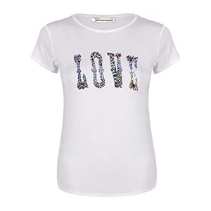 janisramone Womens Ladies New Glitter Lips Slogan Print Short Sleeve Casual Jersey Basic T-Shirt Summer Top