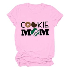 Amazon Deals Of The Day Prime Angxiwan Womens Summer Tops Cookie Cute Dealer Pullover Short Sleeve Shirt Women's Cookie Graphic Casual Crewneck Mom Pullover Top Ladies Cotton Blouses Pink