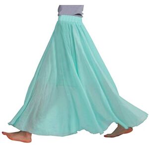 FEOYA Women's Bohemian Style Cotton Linen Long Maxi Skirt A-Line Elastic Waist Multiple Colour