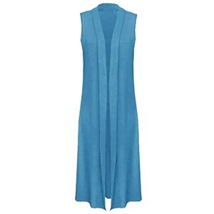 Style Stream&#174; New Women’s Sleeveless Maxi Cardigan Open Front Floaty Duster Jacket Coat Ladies Waterfall Cardigans Boyfriend Long Collared Top Size 8 to 26(Turquoise,12-14)