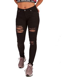 Hardcore Ladies Cotton Rich Soft Touch High or Mid Rise Denim Skinny Jeans (Dakota - Black, 26W)