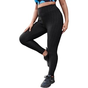 Generic Ladies Plus Size Black Push Up High Waist Leggings Anti Cellulite Tummy Control (as8, Numeric, Numeric_18, Plus, Regular)