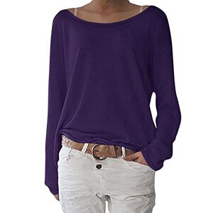 ZANZEA Women Casual Loose Round Neck Long Sleeve Jumper Tops Pullover Sweatshirt T-Shirt Blouse 01- Purple XL