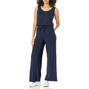 Amazon Essentials Women's Sleeveless Scoopneck Wide-Leg Jumpsuit, Navy, L