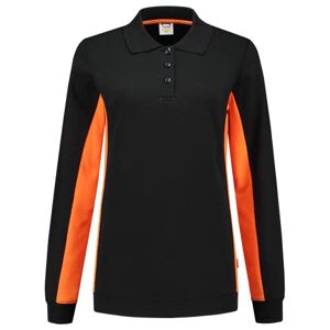True Face Women Sweatshirt Heavyweight Polo Work Casual Sports Long Sleeve Collar Ladies Sweater Top Size Large Black Orange