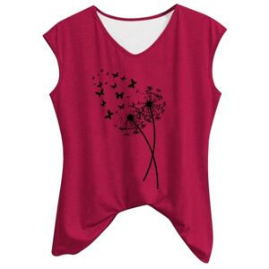 CUTeFiorino Wander Shirts for Women Summer Printed V-Neck Tank Top Sleeveless T-Shirt Top Wrap Top Women, red, XL