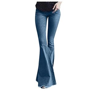 Women's Retro Skinny Bootcut Wide Leg Casual Jeans 70s Casual Trousers Flare Denim Trousers Flared Jeans Jogging Bottoms Cargo Trousers Hip Hop Trousers Y2K Aestethic 90s E-Girl, darkblue, L